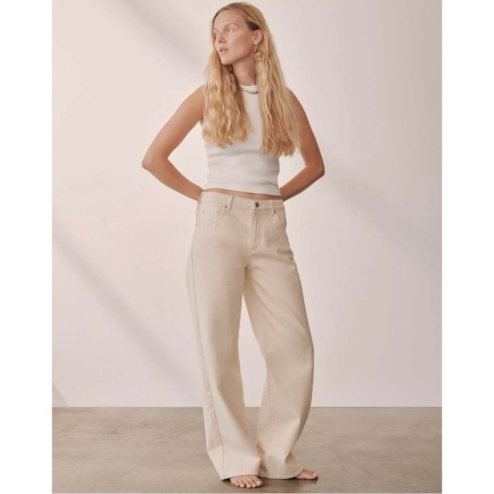 About You X Marie Von Behrens Cream White Loose Fit “Eva” Organic Cotton Jeans View 3